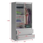 Шкаф двухстворчатый для одежды «Челси», с ящиками, 902×514×1796 мм, цвет белый глянец/белый - Фото 2