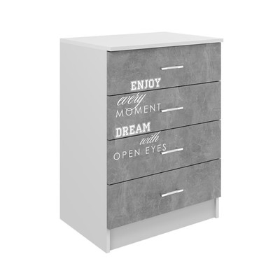 Комод для детской «Юниор 2», 4 ящика, 600×430×820 мм, цвет белый/бетон светлый