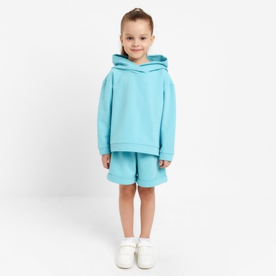 Костюм детский (толстовка, шорты) KAFTAN Basic line, рост 86-92 см, бирюзовый меланж