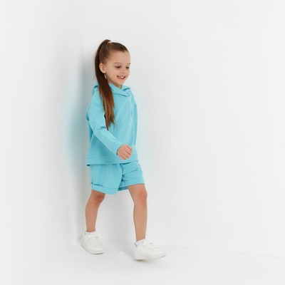Костюм детский (толстовка, шорты) KAFTAN Basic line, рост 98-104 см, бирюзовый меланж