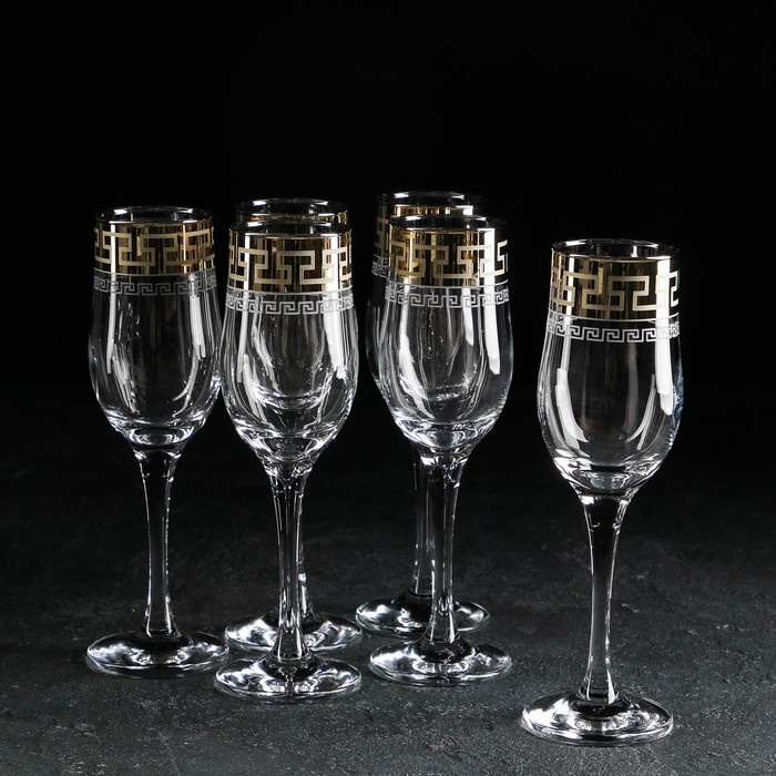 Набор бокалов для шампанского «Нэро», 190 мл, 6 шт - Фото 1