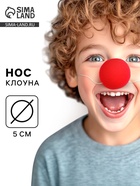 Нос клоуна, на резинке, красный - Фото 1