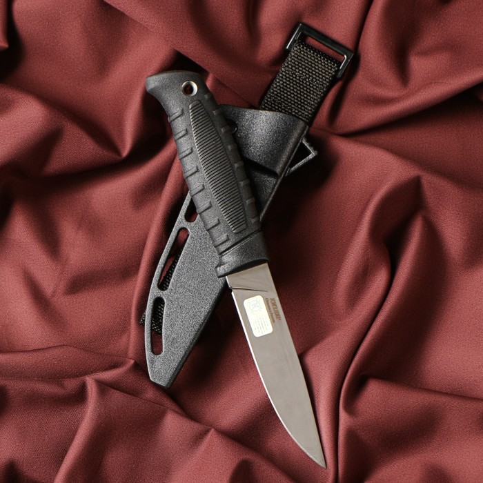 Нож кавказский, разделочный "Финский" с чехлом, сталь - AUS-8, рукоять - эластрон, 11.5 см - фото 1905951265