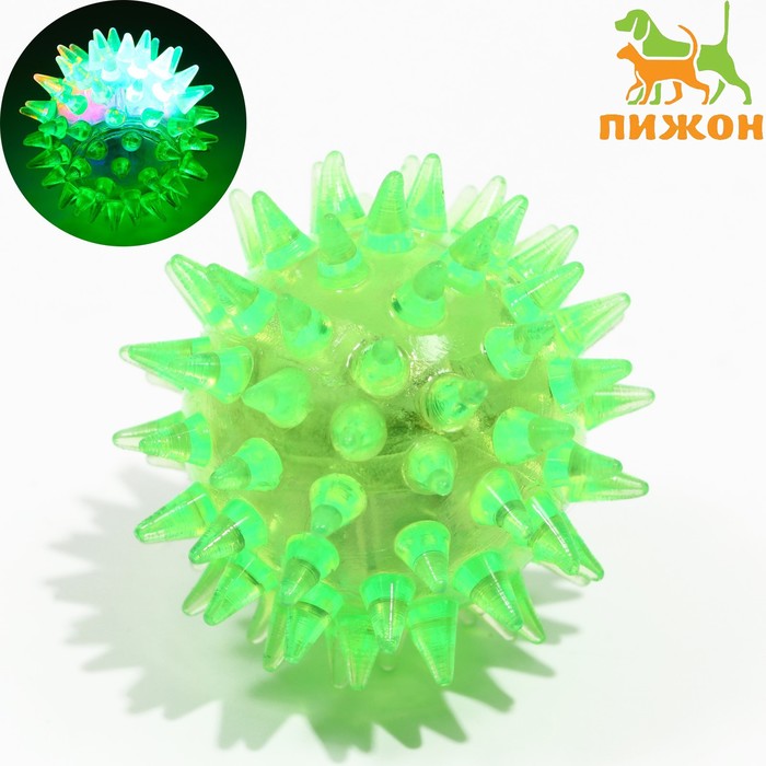Мяч светящийся мини для кошек, TPR, 3,5 см, зелёный - Фото 1