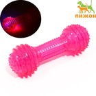 Игрушка светящаяся для собак "Круглая кость", TPR, 15 см, розовая - фото 7257704