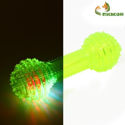 Игрушка для собак «Круглая кость», 15 см, светящаяся, TPR, жёлтая