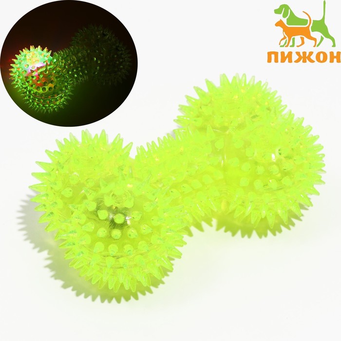 Игрушка для собак "Светящаяся кость", TPR, 10,5 см, жёлтая - Фото 1