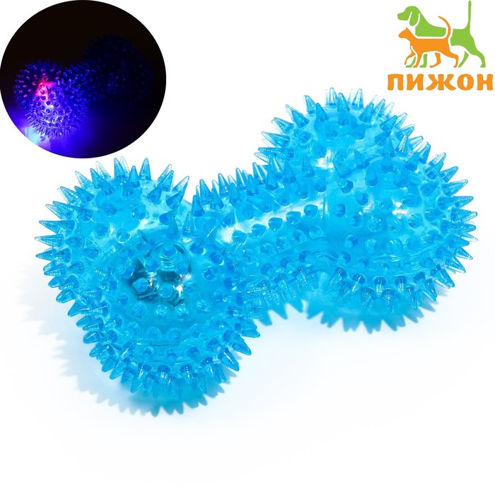 Игрушка для собак "Светящаяся кость", TPR, 10,5 см, голубая - Фото 1