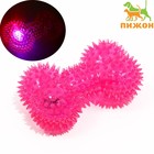 Игрушка для собак "Светящаяся кость", TPR, 10,5 см, розовая - фото 15845340