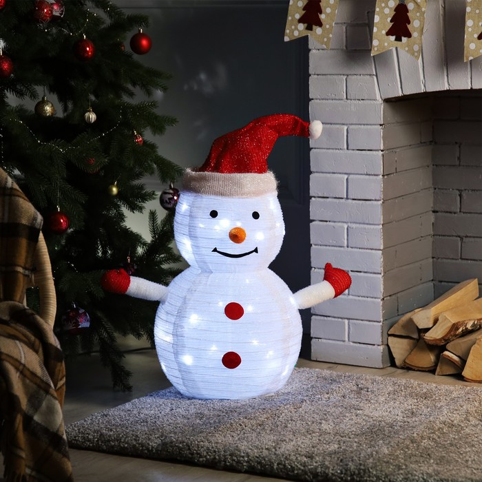 Светодиодная фигура «Снеговик» 35 × 70 × 35 см, металл, текстиль, 220 В, свечение белое - фото 1907398985