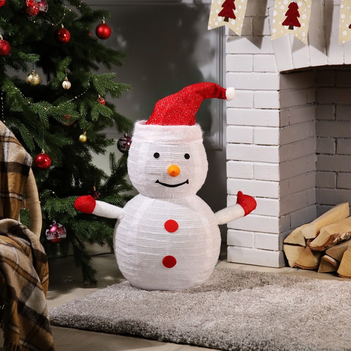 Светодиодная фигура «Снеговик» 35 × 70 × 35 см, металл, текстиль, 220 В, свечение белое - фото 1907398986