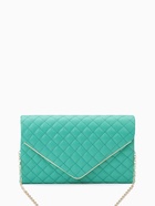 Сумка-клатч женская на магните, на длинной цепочке, со стёжкой, зелёная - Фото 7