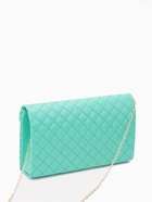 Сумка-клатч женская на магните, на длинной цепочке, со стёжкой, зелёная - Фото 4