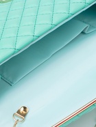 Сумка-клатч женская на магните, на длинной цепочке, со стёжкой, зелёная - Фото 3