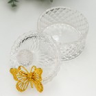 Шкатулка стекло "Золотая бабочка" прозрачный 10х8,5х8,5 см - фото 8519540