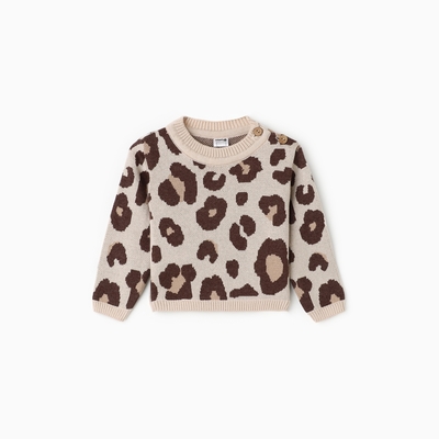 Джемпер вязаный Крошка Я «Леопард», рост 98-104 см, бежевый