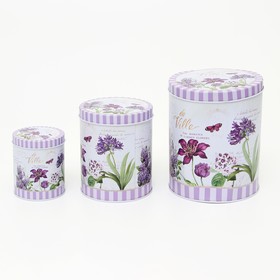 {{photo.Alt || photo.Description || 'УЦЕНКА Банки жестяные для хранения сыпучих продуктов «Лаванда», 7×9 см/10×13 см/13×16 см, 3 шт.'}}