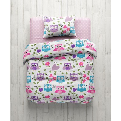 Постельное бельё 1.5 сп Funny owls, размер 150х214 см, 143х215 см, 70х70 см