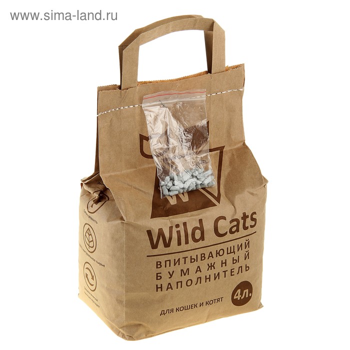 Наполнитель целлюлозно-минеральный впитывающий  "Wild Cats",  4 л - Фото 1