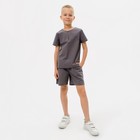 Комплект для мальчика (рубашка, шорты) MINAKU: Cotton Collection цвет серый, рост 128 - фото 9638359