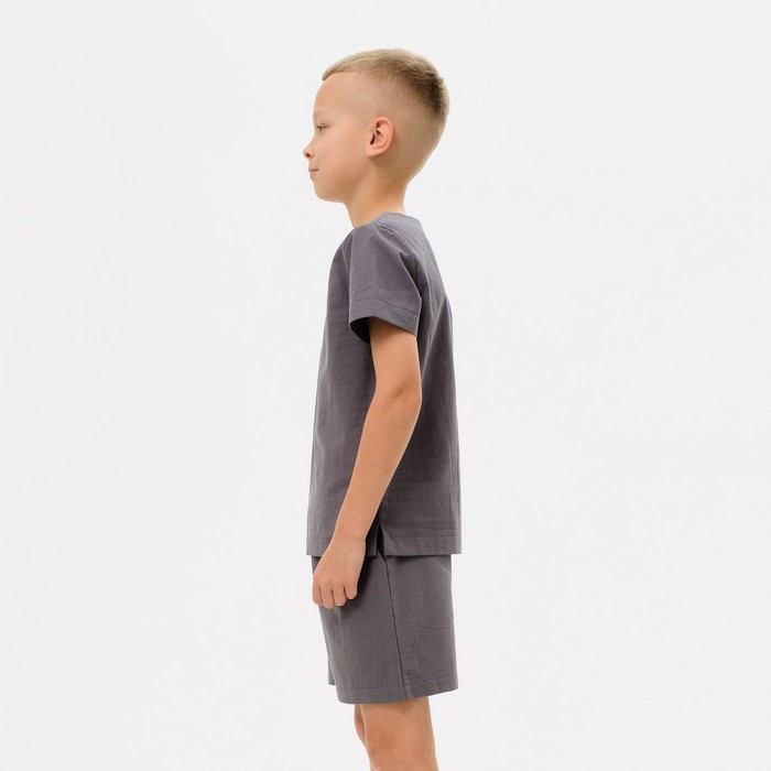 Комплект для мальчика (рубашка, шорты) MINAKU: Cotton Collection, серый, рост 152 см