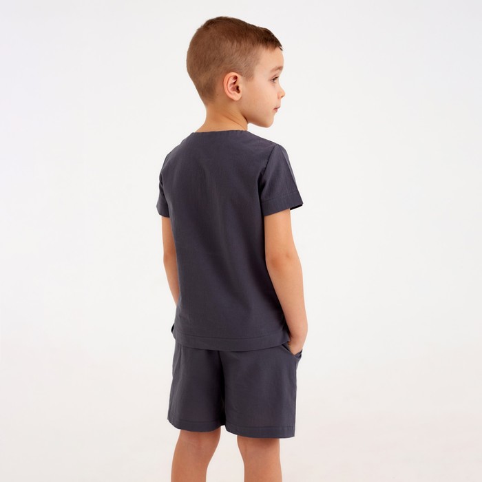 Комплект для мальчика (рубашка, шорты) MINAKU: Cotton Collection, серый, рост 152 см