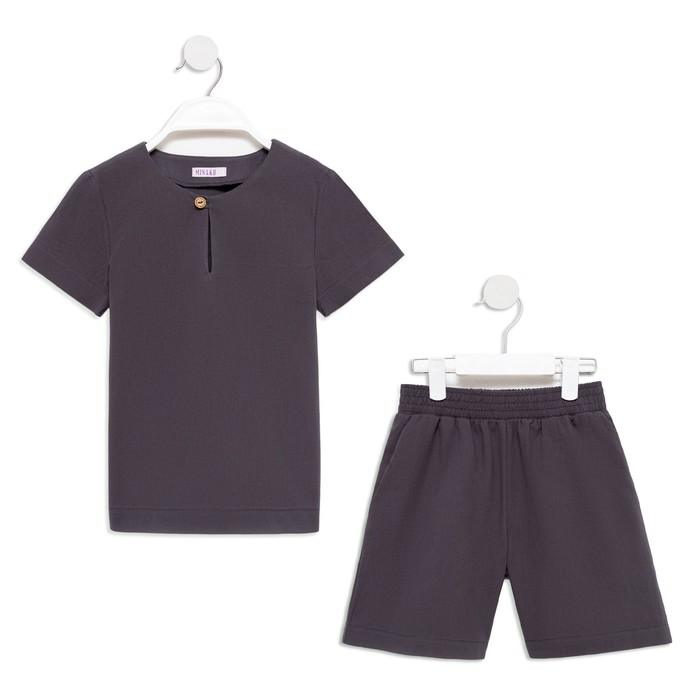 Комплект для мальчика (рубашка, шорты) MINAKU: Cotton Collection, серый, рост 152 см