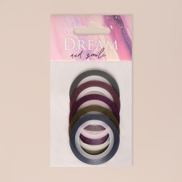 Ленты клеевые для декора «DREAM», с блёстками, 5 шт, 7,5 м, 1 мм, разноцветные 26848