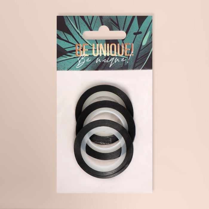 Ленты клеевые для декора «BE UNUQUE», с блёстками, 3 шт, 1/2/3 мм, 18 м, цвет чёрный 26851