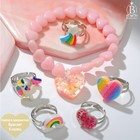 Набор детский «Выбражулька» 6 предметов: браслет, 5 колец, сердце, форма МИКС, цветной - фото 2115543