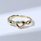 Кольцо "Медь" сердце, цвет золото, безразмерное - фото 9638860