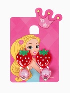 Серьги клипсы детские Выбражулька «Витаминки», клубника с бусиной, красные - Фото 4