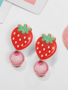 Серьги клипсы детские Выбражулька «Витаминки», клубника с бусиной, красные - Фото 6