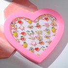 Кольцо детское «Ассорти» тренды, форма МИКС, цветное в золоте, безразмерное - фото 22576586