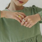 Кольцо детское «Ассорти» тренды, форма МИКС, цветное в золоте, безразмерное - фото 22576587