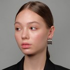 Серьги металл «Проволока» 4 ряда, цвет серебро - Фото 3