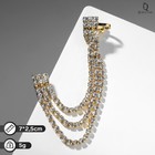 Серьга «Кафф» висячие нити, белая в золоте - Фото 2