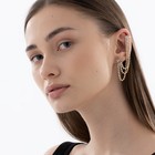 Серьга «Кафф» висячие нити, белая в золоте - Фото 1