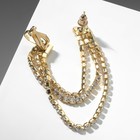 Серьга «Кафф» висячие нити, белая в золоте - Фото 3