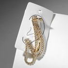 Серьга «Кафф» висячие нити, белая в золоте - Фото 4