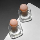 Серьги ассорти "Льдинка" квадрат и шарик, цвет бело-розовый - фото 9639164