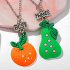 Кулоны неразлучники «Выбражулька» апельсин и груша, 45 см, цвет оранжево-зелёный в серебре - фото 24368206