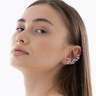 Серьга «Кафф» розочки со стразами, цвет белый в серебре - фото 22539460