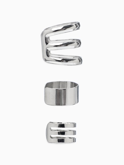 Серьги каффы «Классика», набор 3 шт. цвет серебро