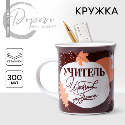 Кружка чайная керамическая «Учитель источник мудрости», 300 мл