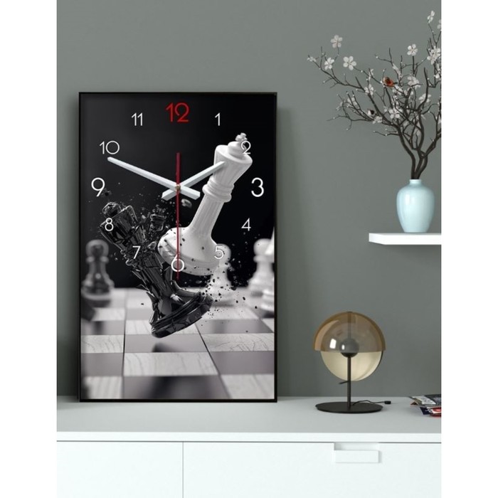 Часы-картина настенные, интерьерные "Шахматы", плавный ход, 57 х 35 х 4 см - фото 1903025323