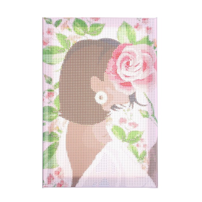 Алмазная мозаика на подрамнике с полным заполнением «Девушка в цветах», 20 × 30 см - фото 1907399500