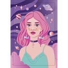 Алмазная мозаика с полным заполнением на подрамнике «Космическая девушка», 20×30 см - Фото 2