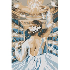 Алмазная мозаика на подрамнике с полным заполнением «Балерина в театре», 20 × 30 см