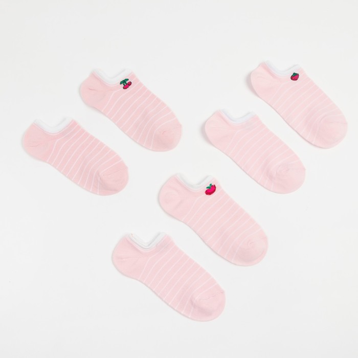 Набор носков (3 пары), цвет светло-розовый, размер 22 (34-36) - Фото 1